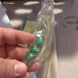 Elegant Silver and Green Stone Bracelet